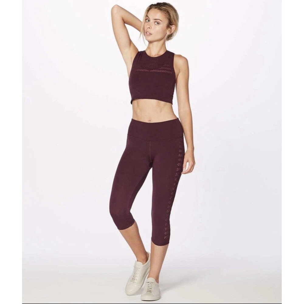 Lululemon Reveal Crop Top En Avante‎ Dark Adobe No Size Tag 2 XS/S
